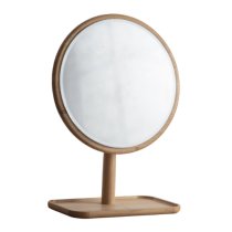 Kinghamia Round Dressing Mirror With Wooden Stand In Oak