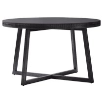 Bahia Wooden Round Dining Table In Matt Black Charcoal