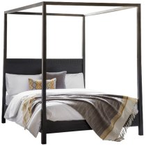 Bahia Wooden Super King Size Bed In Matt Black Charcoal