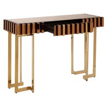 Montuno Mirrored Console Table With Gold Stainless Steel Frame