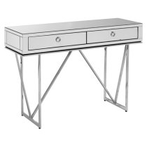 Mpingo Mirrored Console Table With Silver Stainless Steel Frame