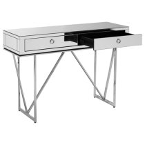 Mpingo Mirrored Console Table With Silver Stainless Steel Frame