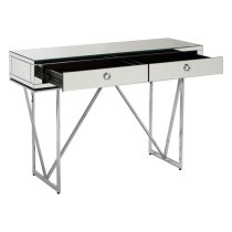 Mpingo Mirrored Console Table With Silver Stainless Steel Frame