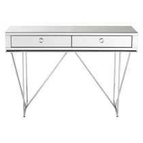 Mpingo Mirrored Console Table With Silver Stainless Steel Frame