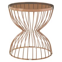 Saclateni Smoked Glass Top Side Table With Rose Gold Frame