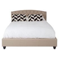 Flegetonte Fabric King Size Bed In Beige