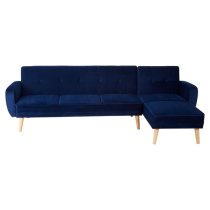 Porrima Upholstered Velvet 3 Seater Sofa Bed In Navy Blue