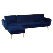 Porrima Upholstered Velvet 3 Seater Sofa Bed In Navy Blue