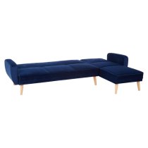 Porrima Upholstered Velvet 3 Seater Sofa Bed In Navy Blue