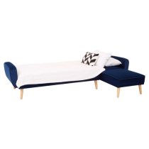 Porrima Upholstered Velvet 3 Seater Sofa Bed In Navy Blue