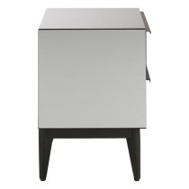 Mouhoun Mirrored Glass Bedside Cabinet In Grey And Black