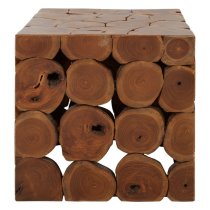 Praecipua Square Teak Wooden Stool In Brown