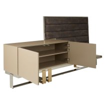 Cervantes Wooden TV Stand With 2 Golden Glass Top Doors