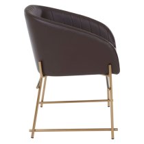 Bunda Faux Leather Dining Chair With Brass Frame In Brown