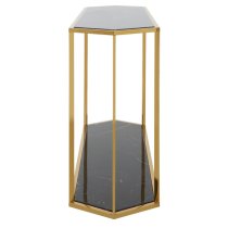 Markeb Black Marble Console Table With Gold Steel Frame