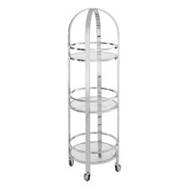 Markeb Glass 3 Shelves Drinks Trolley With Silver Steel Frame