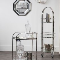 Markeb Glass 3 Shelves Drinks Trolley With Silver Steel Frame