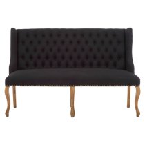 Elkurud Fabric Hallway Seating Bench With Oak Legs In Black