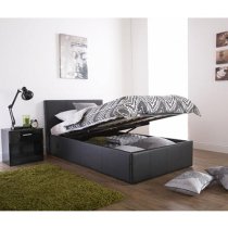 Eltham End Lift Ottoman Faux Leather Small Double Bed In Black