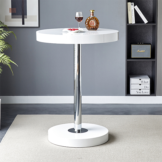 Havana High Gloss Bar Table Round In White