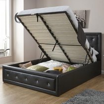 Honiton Faux Leather King Size Bed In Black