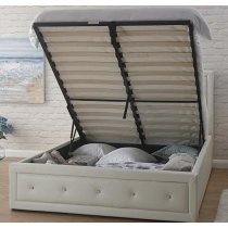 Honiton Faux Leather King Size Bed In White