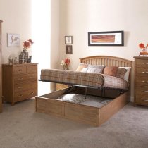 Millom Ottoman Wooden King Size Bed In Natural Oak