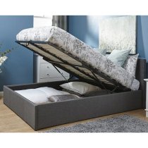 Eltham End Lift Ottoman Fabric Double Bed In Grey