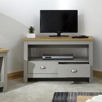 Loftus Wooden Corner TV Stand In Grey With 2 Drawers