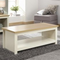 Loftus Wooden Coffee Table With Shelf In Cream