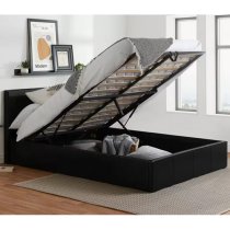 Berlins Faux Leather Ottoman Double Bed In Black