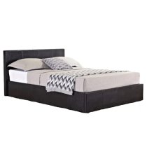 Berlins Faux Leather Ottoman Double Bed In Brown