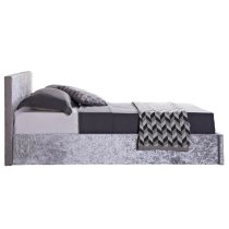 Berlins Fabric Ottoman Double Bed In Steel Crushed Velvet