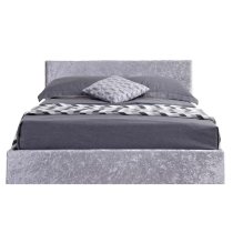 Berlins Fabric Ottoman Double Bed In Steel Crushed Velvet