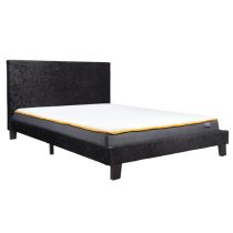 Berlins Fabric Double Bed In Black Crushed Velvet