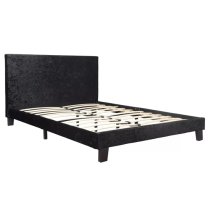 Berlins Fabric Double Bed In Black Crushed Velvet