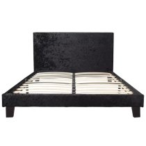 Berlins Fabric Double Bed In Black Crushed Velvet