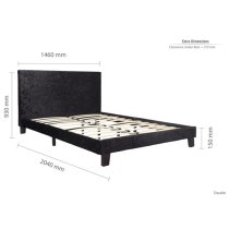 Berlins Fabric Double Bed In Black Crushed Velvet