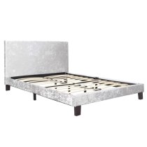 Berlins Fabric King Size Bed In Steel Crushed Velvet