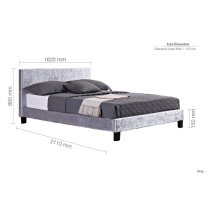 Berlins Fabric King Size Bed In Steel Crushed Velvet