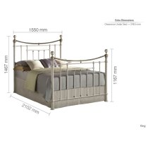 Brunt Metal King Size Bed In Cream