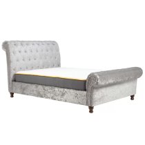 Castella Fabric King Size Bed In Steel Crushed Velvet