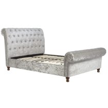 Castella Fabric King Size Bed In Steel Crushed Velvet