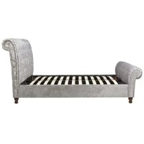 Castella Fabric King Size Bed In Steel Crushed Velvet