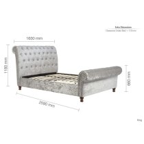 Castella Fabric King Size Bed In Steel Crushed Velvet