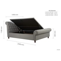 Castella Fabric Ottoman Double Bed In Grey