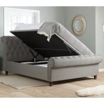 Castella Fabric Ottoman Super King Bed In Grey