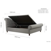 Castella Fabric Ottoman Super King Bed In Grey