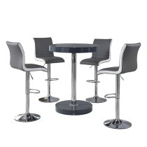 Havana Grey Gloss Bar Table With 4 Ritz Grey White Stools