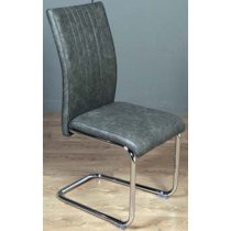 Ceibo Leather Dining Chair In Two Tone Grey